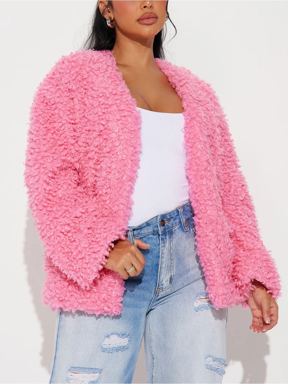 Fashion Nova Adjust To The Fame Faux Fur Coat - Hot Pink